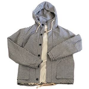 NWT an Anthro Brand: Shades of Greige Medium Nantucket striped Hooded Jacket